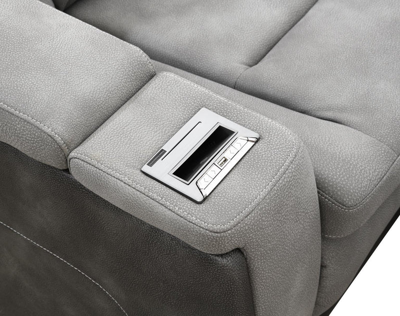 U77 - Power Reclining Sofa With Power Headrest, Reading Light, Magzine Pocket, Storage Arms / USB And Wireless Charger - Slate