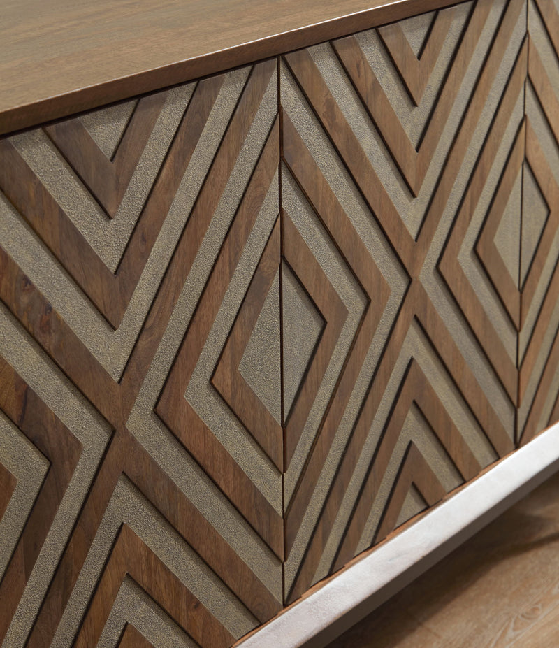 Dreggan - Accent Cabinet - Brown / Gold Finish