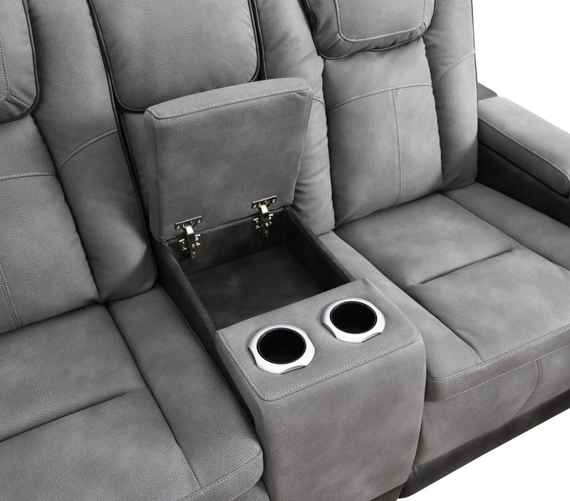 U77 - Power Reclining Sofa With Power Headrest, Reading Light, Magzine Pocket, Storage Arms / USB And Wireless Charger - Slate