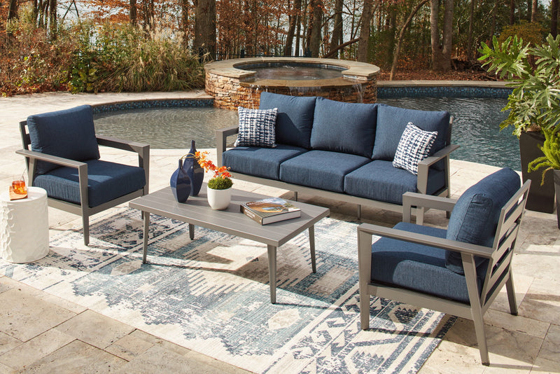 Gali - Sofa / Chairs / Table Set (Set of 4) - Gray / Blue