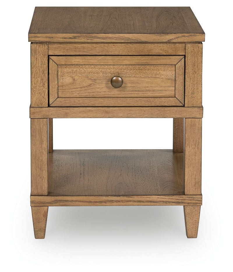 Sharlance - Rectangular End Table - Light Brown