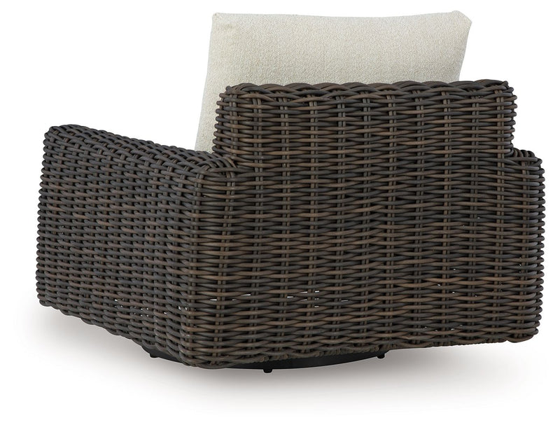 Kimora - Swivel Glider Lounge With Cushion - Beige / Dark Brown