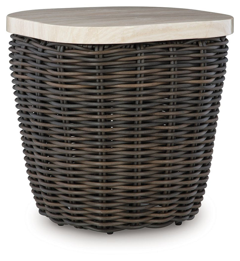 Kimora - Square End Table - Beige / Dark Brown