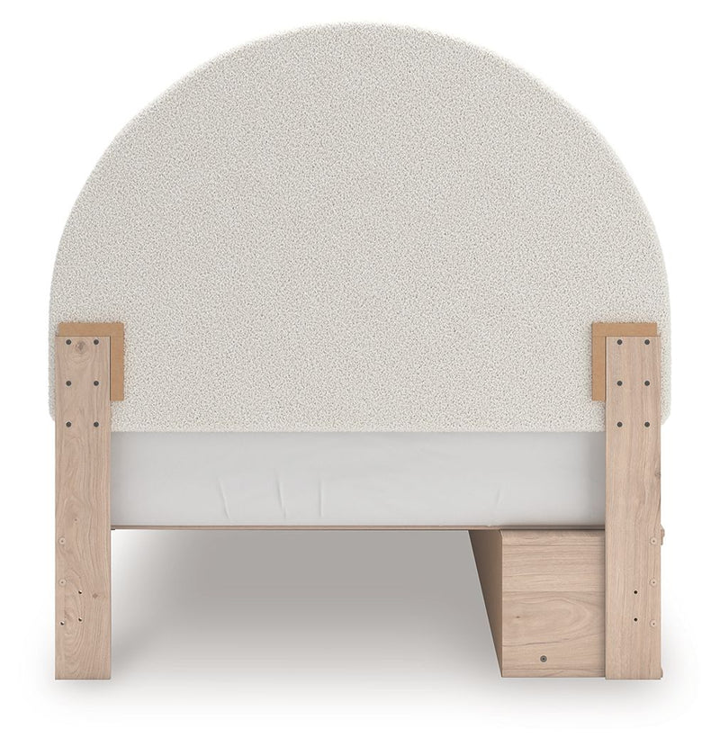 Arloster - 4 Pc. - Full Panel Storage Bed, Dresser, Mirror And Nightstand - Tan