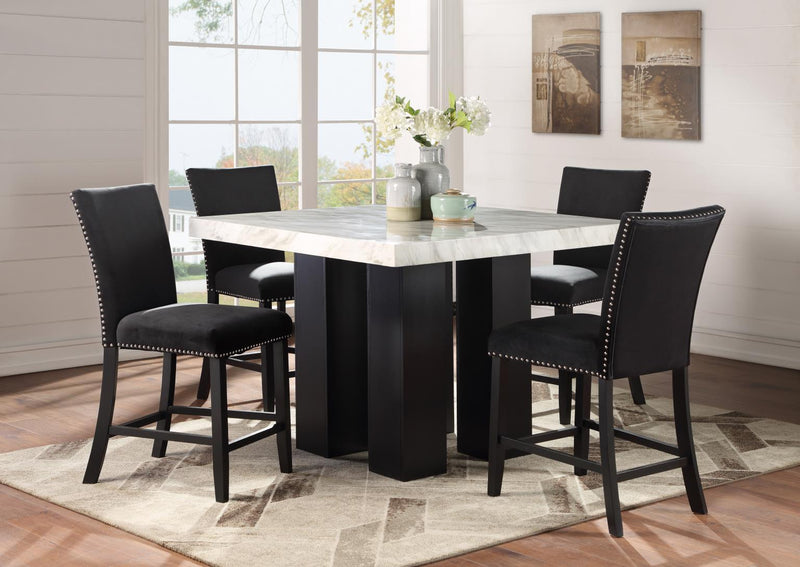 D130 - Faux Marble Counter Table - White / Black