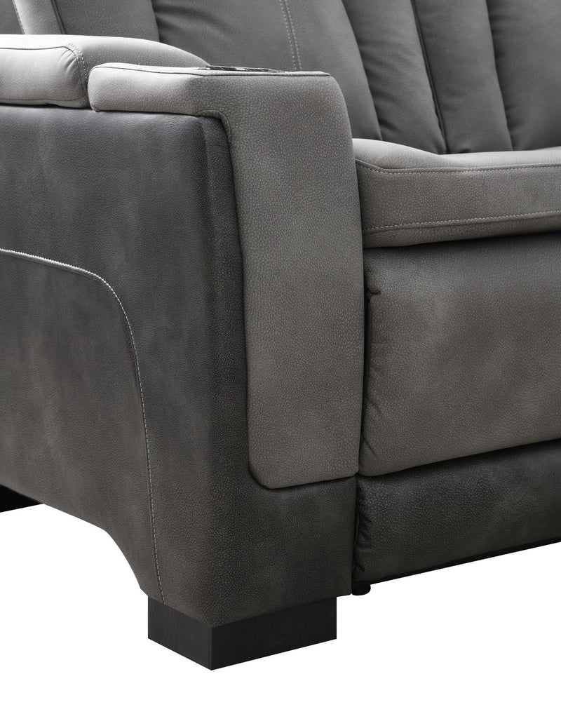U77 - Power Reclining Sofa With Power Headrest, Reading Light, Magzine Pocket, Storage Arms / USB And Wireless Charger - Slate