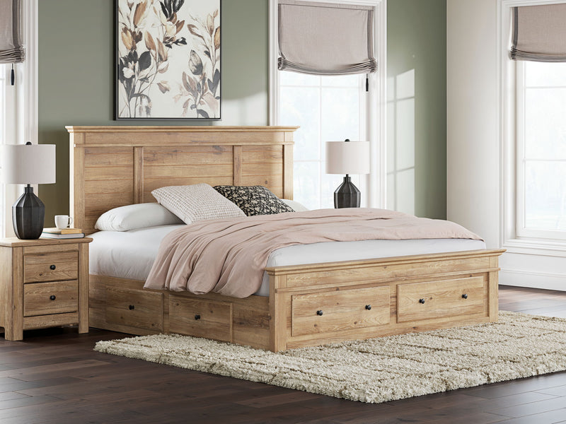 Makidern - Panel Storage Bed With Under Bed Storage Unit And Storage Footboard