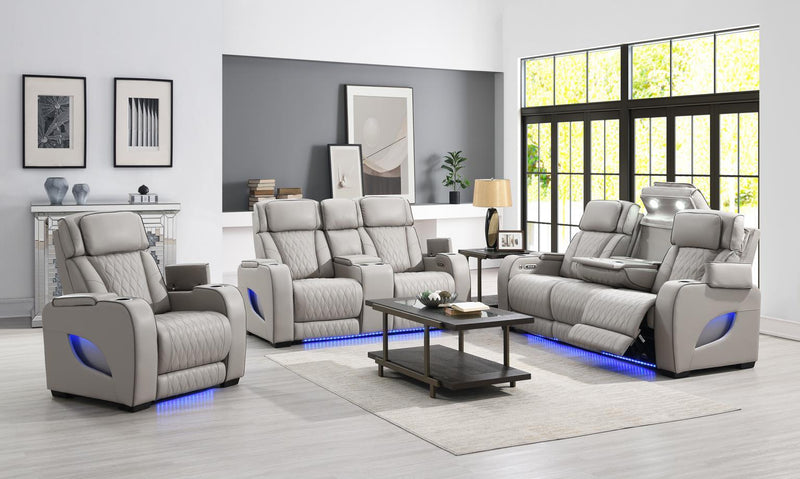 U71 - Power Reclining With Power Headrest, Massage, Heat, Ambient Lighting, Storage Arms / USB And Wireless Charger - Gray