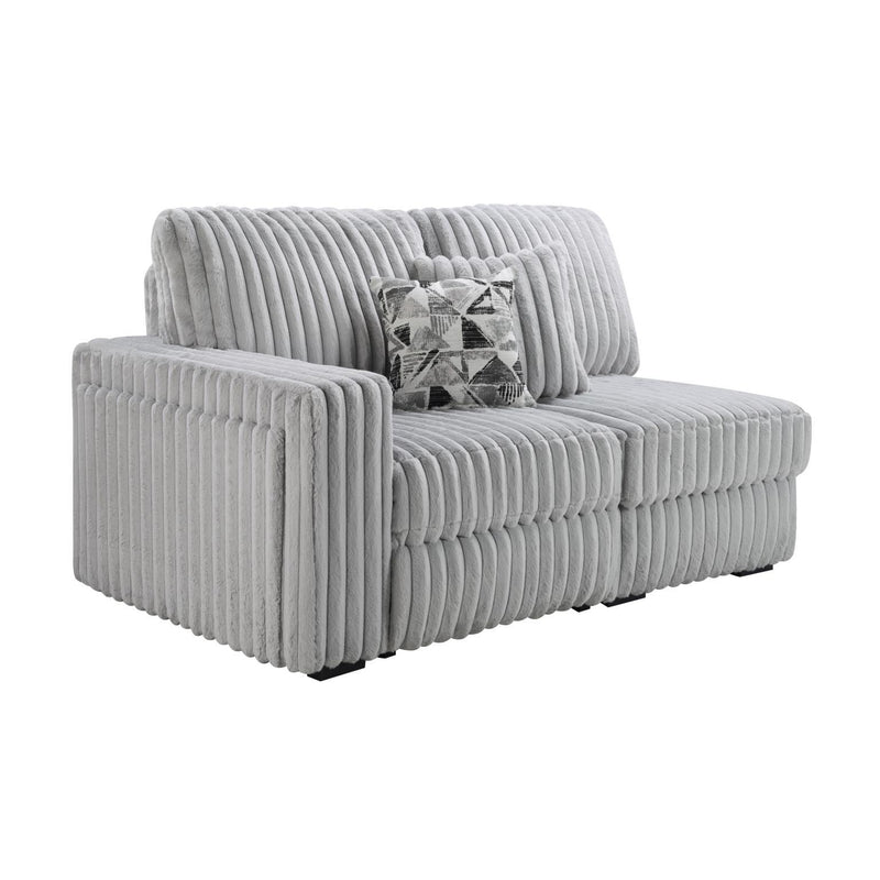 U260 - Corduroy Power Reclining 4 Piece Sectional With 2 Wireless Charger - Gray