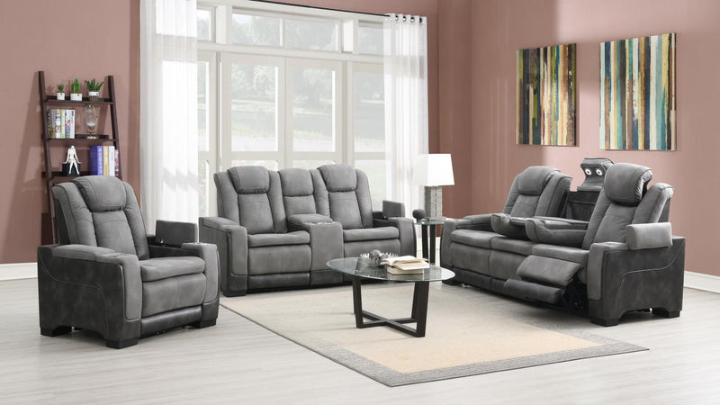 U77 - Power Reclining With Power Headrest, Storage Arms / USB And Wireless Charger Chair - Slate