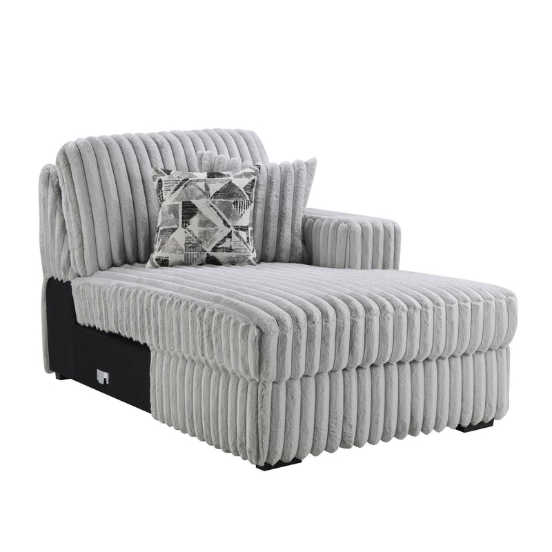 U260 - Corduroy Power Reclining 4 Piece Sectional With 2 Wireless Charger - Gray