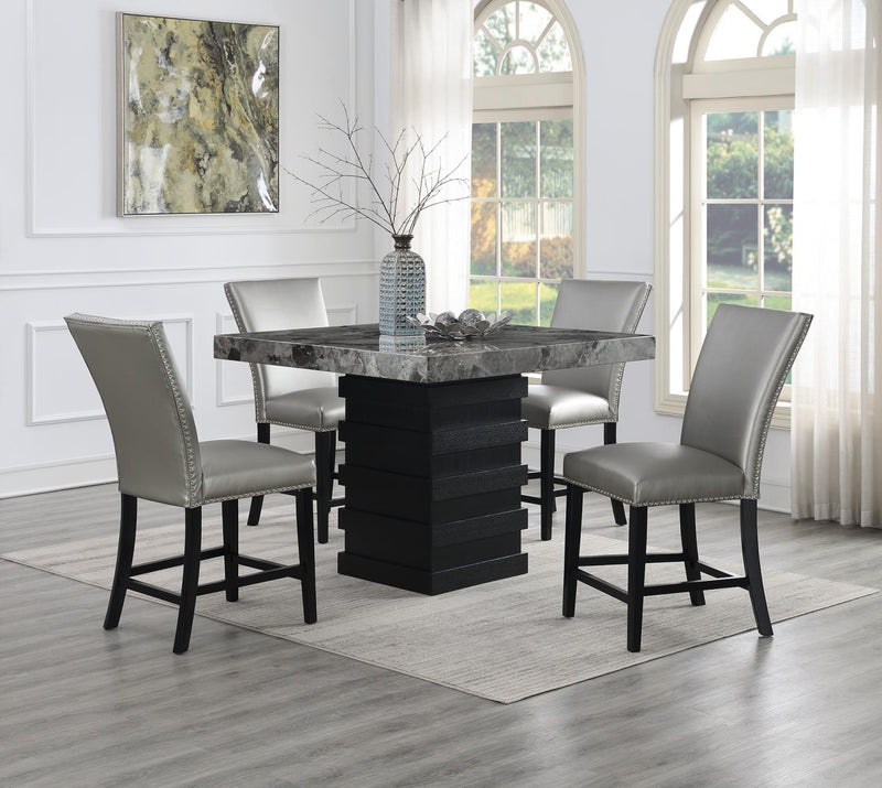 D136 - Faux Marble Counter Table - Gray