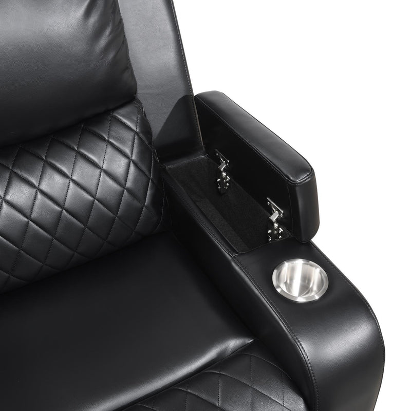 U126 - LED Reclining Loveseat With Bluetooth Speaker - Black
