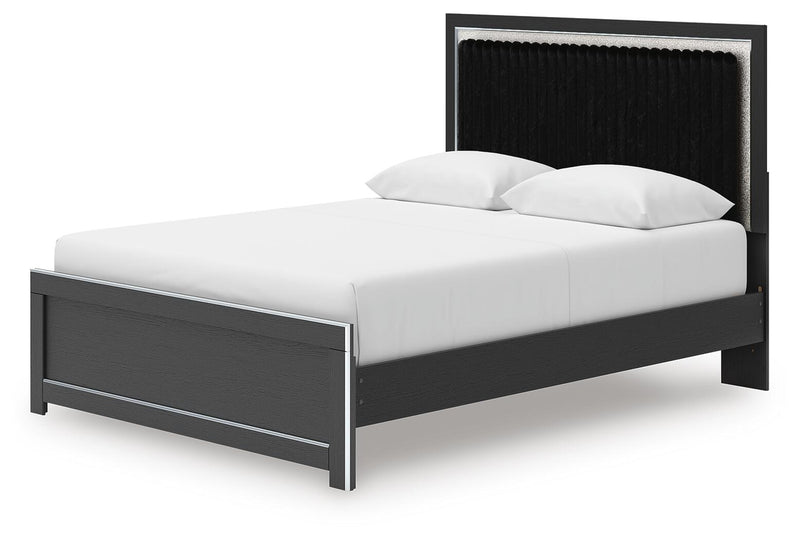 Zuraleus - 4 Pc. - Queen Upholstered Bed With Roll Slats, Dresser, Mirror And Nightstand - Black