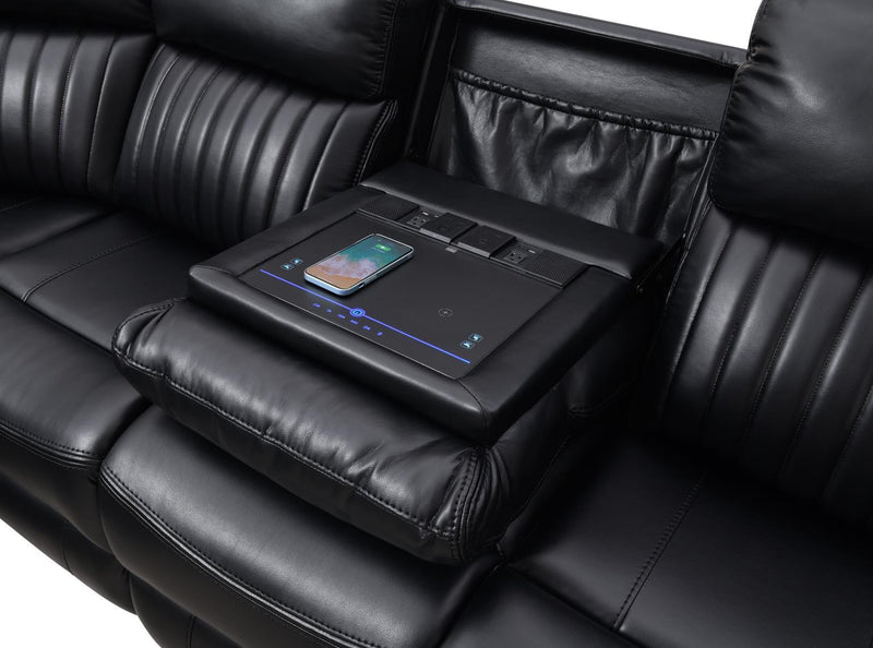 U22 - 3 Piece Power Reclining Sectional With Screen - Black