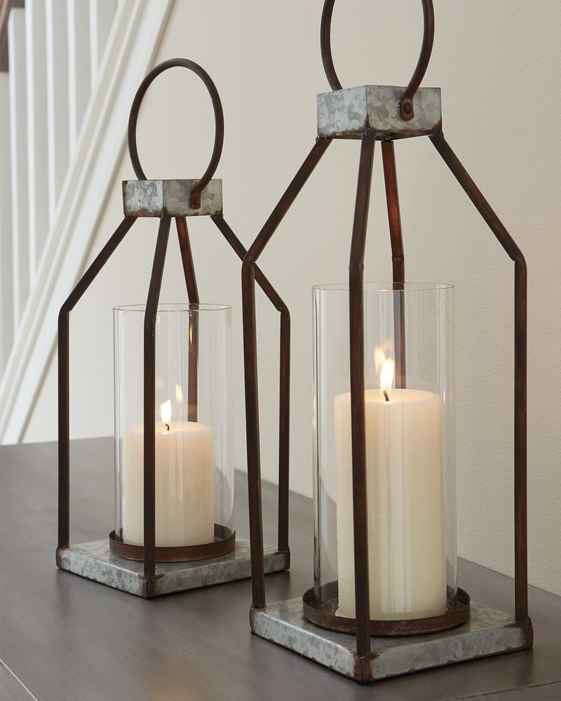 Diedrick - Lantern Set (Set of 2) - Gray / Black