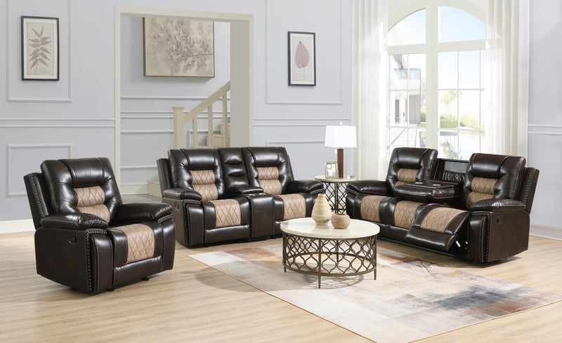 U141 - Motion Sofa With Drop Down, And Two Wireless Chargers - Brown