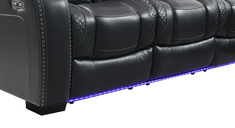 U92 - LED Power Reclining With Power Headrest, Bluetooth Speaker, And Drop Down Table Loveseat - Black